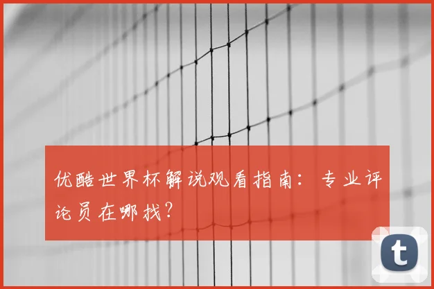 优酷世界杯解说观看指南：专业评论员在哪找？